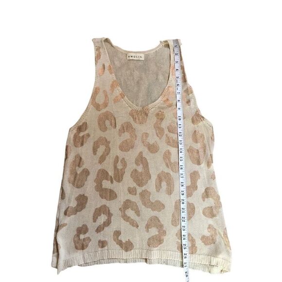 Amoli gold and cream animal print pointelle knit tank top size M/L - Picture 10 of 12